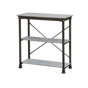 Home Styles Three Shelf 38 in. W x 39 in. H x 16 in. D, Marble and Steel Orleans Shelving Unit 5060 39