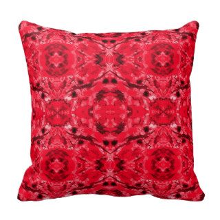 Ruby Red Kaleidoscope Watercolor Throw Pillow