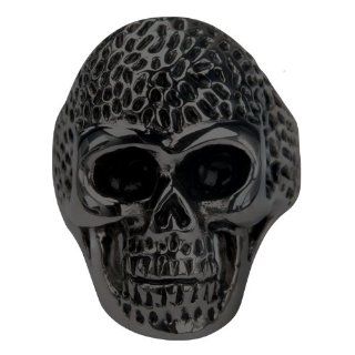 Stainless Steel Black Skull Dotted Head Ring   Size 10 