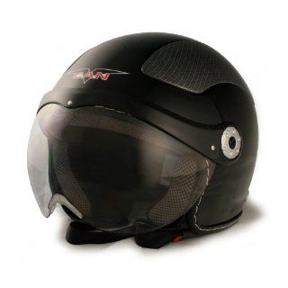 VCAN V528 Milano European Style Open Face Helmet (Black, Large) Automotive