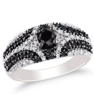 Sterling Silver White and Black Accent Diamond Ring (1.08 Cttw, G H Color, I3 Clarity) Jewelry