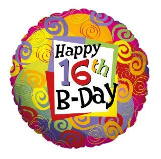 Happy 16th Birthday Colorful Swirls 18" Mylar Balloon Toys & Games