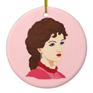 Victorian Lady in Burgundy Christmas Ornaments