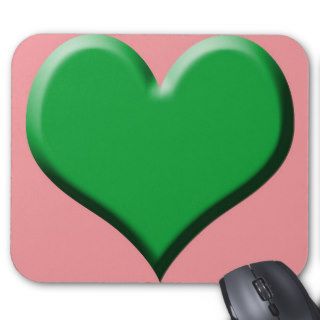 Green Heart Pink Mouse Pad
