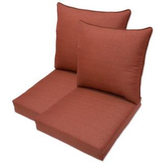 Hampton Bay Red Textured Pillow Back Outdoor Deep Seating Cushion (2 Pack) 7297 02459900