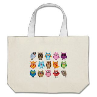 Colorful cute owls tote bags