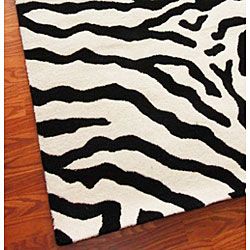 nuLOOM Zebra Animal Pattern Black/ White Wool Rug (7'6 x 9'6) Nuloom 7x9   10x14 Rugs