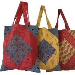 Hand blocked Cotton Eco Shopper Bag (India) Tote Bags