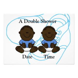 African American Twin Baby Boys Shower Invitation