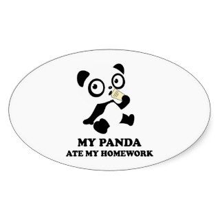 My Panda Ate My Homework Oval Stickers