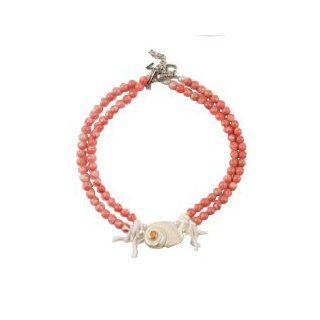 Meg Carter Designs coral, shell, white branch coral, and freshwater pearl "Coral Beach" necklace Pearl Strands Jewelry