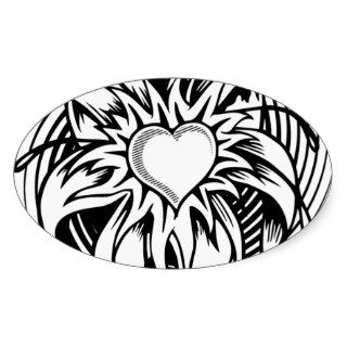 Flower Heart Tattoo Design with a spiral Stickers