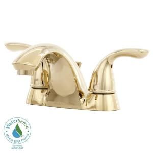 Glacier Bay Builders 4 in. Centerset 2 Handle Low Arc Bathroom Faucet in Polished Brass 7032EC A8102