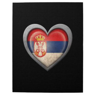 Serbian Heart Flag with Metal Effect Puzzle