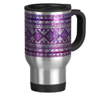 Aztec Tribal Diamond Pattern Pink Nebula Galaxy Coffee Mug