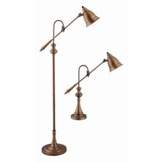 Filament Design Sonoma 59 in. Antique Brass Incandescent Table and Floor Lamp Set 7.8376283E7
