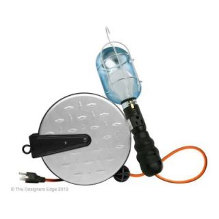 Designers Edge 25 ft. 14 /3 Retractable Metal Cord Reel with Work Light E 251