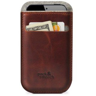 Pack & Smooch iPhone 4S/4 wallet case  LEICESTER Gray/Light brown  Made of 100% Merino wool felt and pure vegetable tanned leather Cell Phones & Accessories