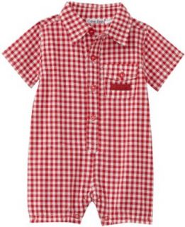 Calvin Klein Baby Boys Newborn Woven Check Collar Romper, Red, 0 3 Months  Infant And Toddler Rompers  Clothing