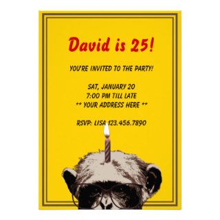 Funny Chimp & Candle Birthday Party Invitation