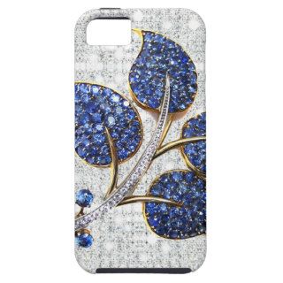 Blue Sapphire Flower Petals and White Bling iPhone 5 Cases