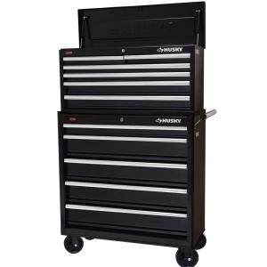 Husky Black Steel 36 in. 11 Drawer Tool Chest and Cabinet Set HTC306BDLX12 / HMT305BDLX16