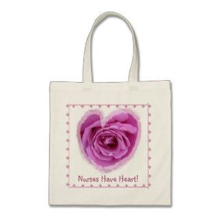 NURSE Nurses Have Heart PINK Rose Heart & Lace Canvas Bags