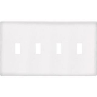Cooper Wiring Devices 4 Gang Screwless Toggle Wall Plate   White PJS4W