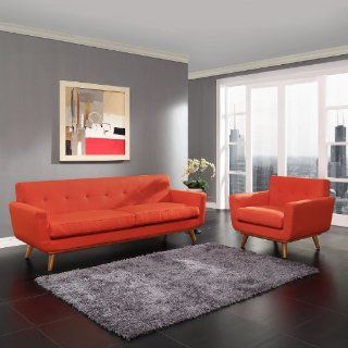 LexMod Engage Armchair and Sofa, Atomic Red, Set of 2  