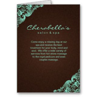 Spa Salon Brochure Mint Brown Linen 2 Greeting Card