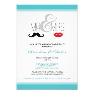 Mr. & Mrs. Engagement Party Invitation (aqua)