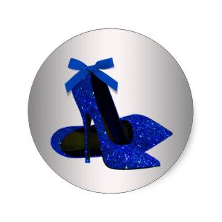 Royal Blue Silver High Heel Shoe Stickers