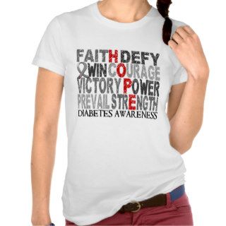 Hope Word Collage Diabetes Tee Shirts