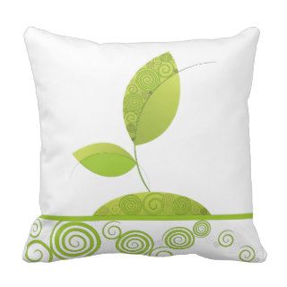 Ornate Green Leaves Throw Pillows