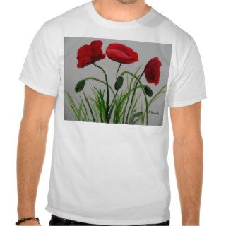 Red poppy flowers tee shirts