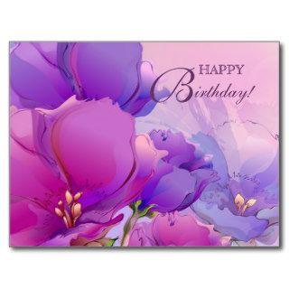 Watercolor Painting Happy Birthday Postcards