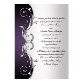 Ornate Purple Black Silver Wedding Celebration Personalized Invite