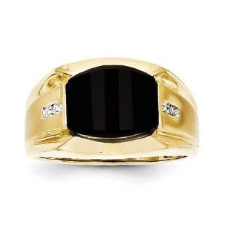 10k Yellow Gold Men's Diamond and Black Onyx Ring. Metal Wt  3.63g Jewelry