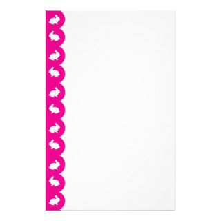 Bunny Border Pink on White Stationery Paper