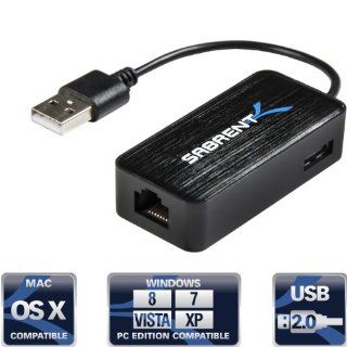 Sabrent 2 Port Portable USB 2.0 Hub and 10/100 Ethernet LAN Network Adapter (NT HBGG) Electronics