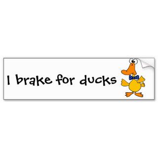 VV  Funny Duck in a Blue Polka Dot Bow Tie Cartoon Bumper Stickers