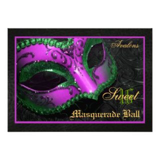 Pink  Mask Masquerade Sweet 16 Party Invitation