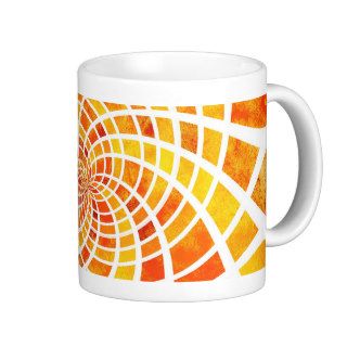 Abstract yellow, orange watercolor geometric coffee mugs