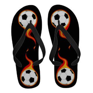 Flaming Soccer Balls Flip Flops