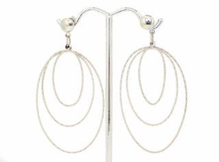 14K White Gold Oval Hoop Earrings With Post Jewelry