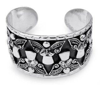 Silver cuff bracelet, 'Angels at Prayer'   Handcrafted Taxco Fine Silver Cuff Bracelet Jewelry