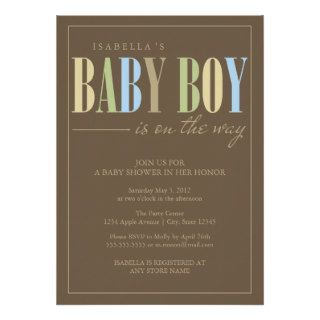 5 x 7 Baby Boy  Baby Shower Invite