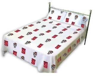 NC State Printed Sheet Set Full  Solid   North Carolina State Wolfpack  Sports Fan Bed Sheets  Sports & Outdoors