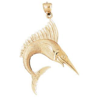 14K Gold Charm Pendant 5.3 Grams Nautical>Marlins, Sailfish538 Necklace Jewelry