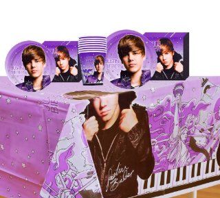 Justin Bieber Deluxe Party Supplies Pack Including Plates, Cups, Napkins, and Tablecover  8 Guests Toys & Games